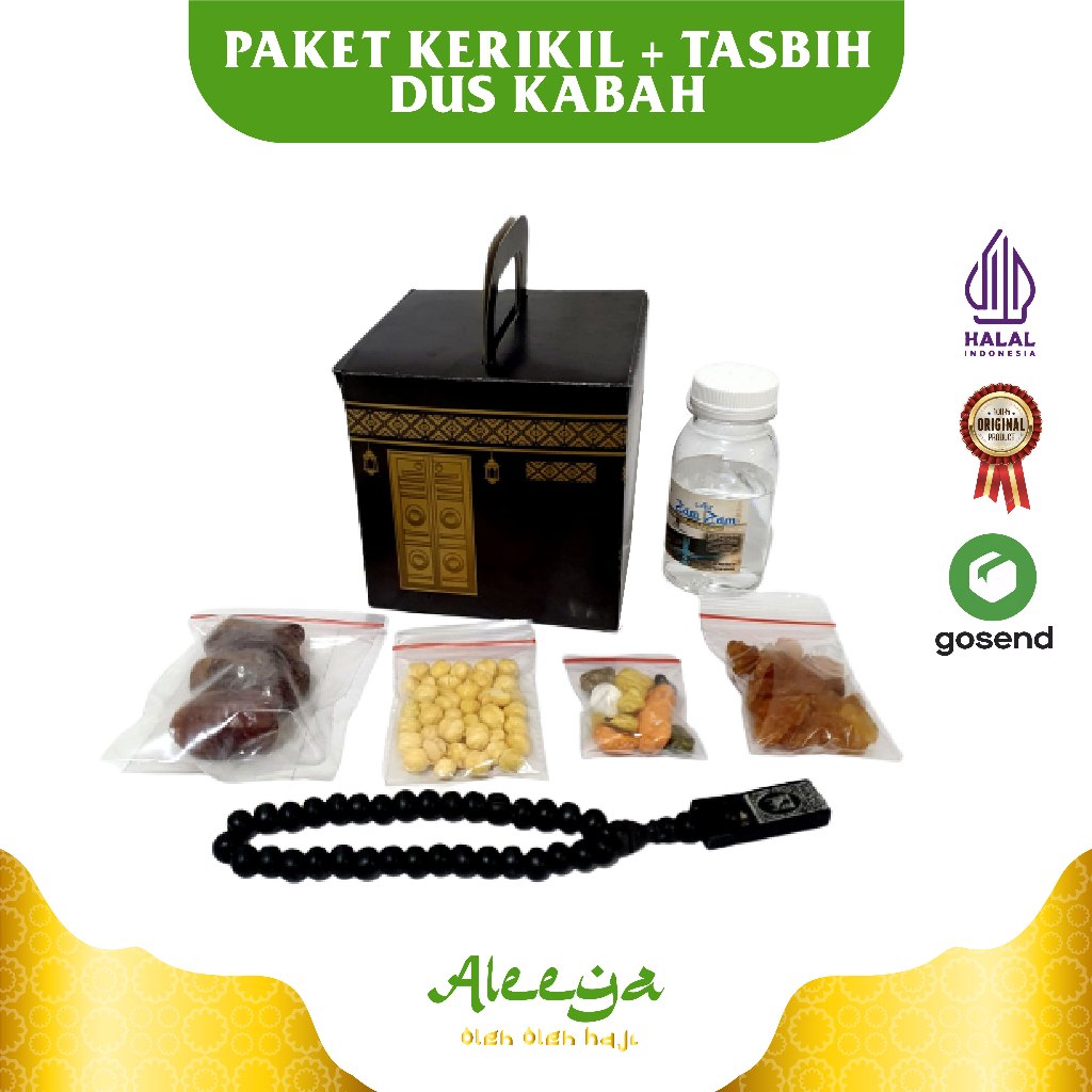 

paket hemat dus Ka'bah oleh-oleh haji dan umrah + air zamzam ori + coklat kerikil + tasbih kayu