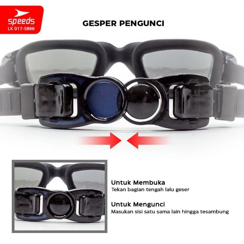 Speeds original  Kacamata renang dewasa Lensa miror + penutup telinga anti UV free box