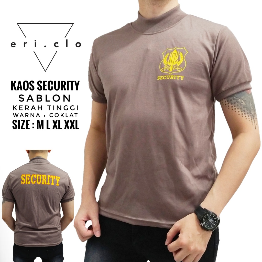KAOS SECURITI TERBARU SABLON , KAOS SECURITY CREM CREAM , BAJU SATPAM KERAH TINGGI  , BAJU SECURITY 