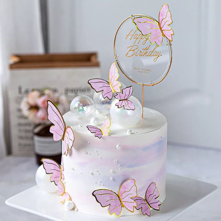 

➦➮✶✺ 10 potong topper kupu-kupu 3D / butterfly hiasan dekorasi kue Diskon