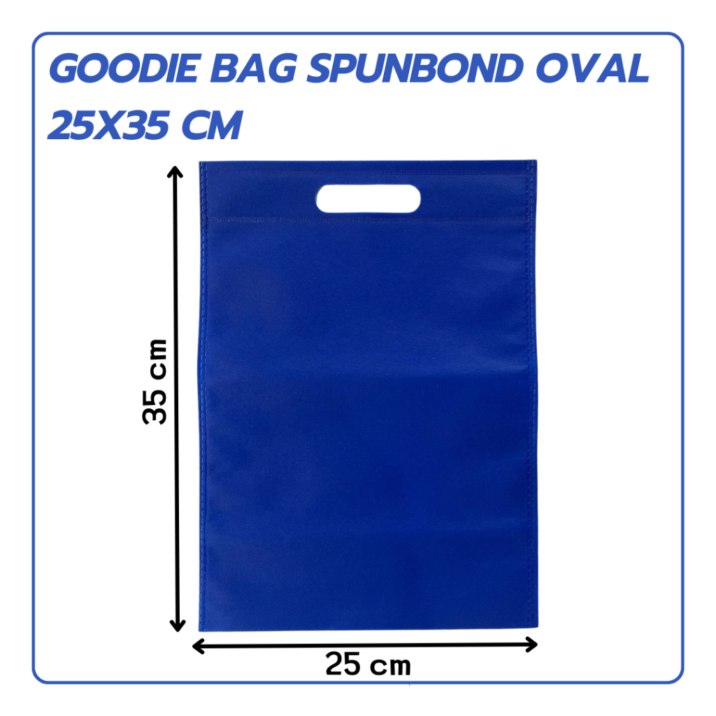 

Goodie Bag Oval 25x35 Tas Belanja Spunbond Model Oval Dcut Ukuran 25x35 Kantong Kain Souvenir