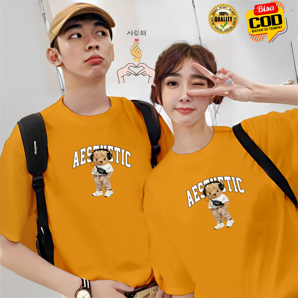 Baju Couple pasangan BEAR AESTUETIC Kaos Couple Pasangan Bahan Katun Premium Pria Wanita Baju Kapelan Cewek Cowok Harga Murah Dan Keren Baju Oblong Couple Laki Laki Perempuan Terbaru Kekinian Tahun Ini Bisa Cod