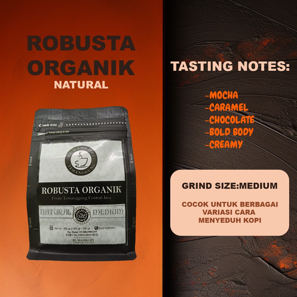 

Kopi Robusta Organik Natural Temanggung 200gr