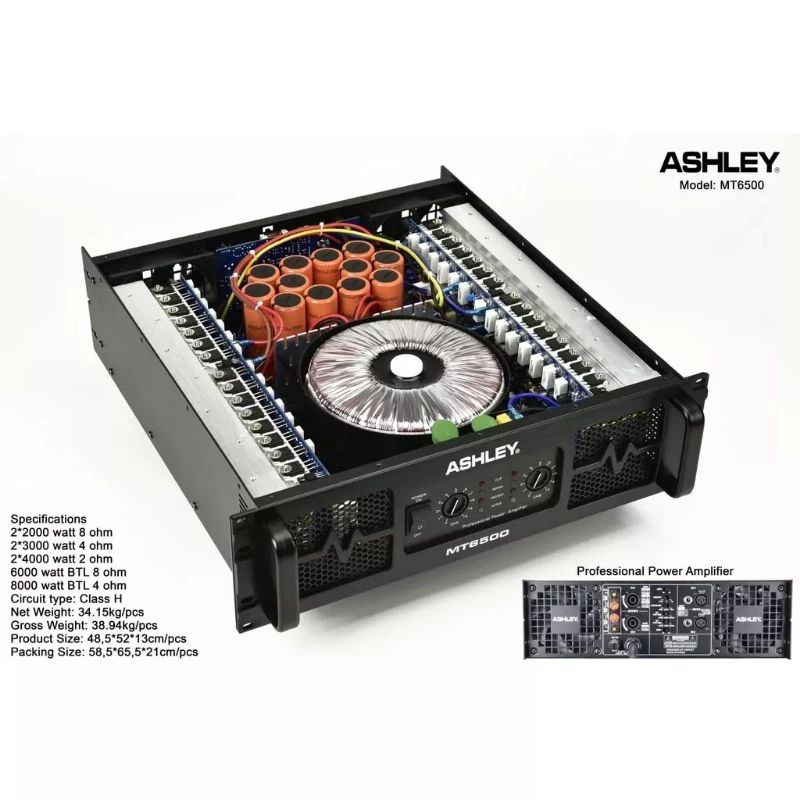 Power Amplifier Ashley Mt6500 Original 2x2000watt class H