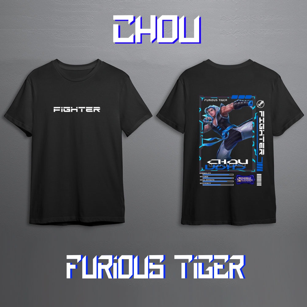 Kaos Pria Mobile Legend Hero Chou Fighter Skin Keren//Kaos Mobile Legend//Kaos ML//Kaos Skin Chou Fi