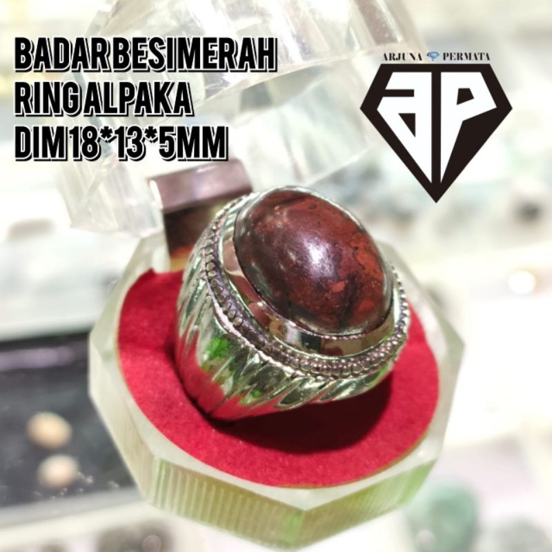 CINCIN PRIA BATU BADAR BESI MERAH RING ALPAKA TERBARU 2