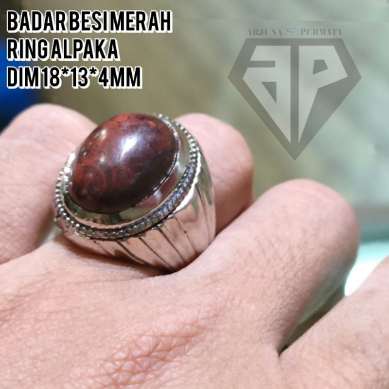 CINCIN PRIA BATU BADAR BESI MERAH RING ALPAKA TERBARU 4