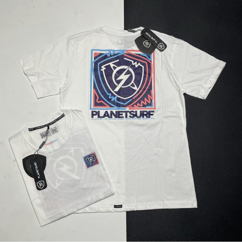 KAOS SURFING PRIA PLANET SURF PUTIH HIGH QUALITY GRADE ORI