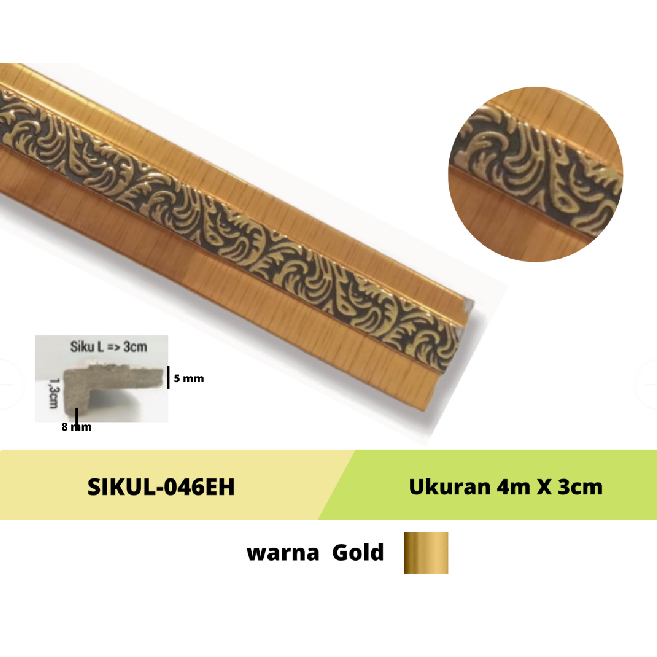 Lis Plafon Siku L Gold PVC 2m x 3cm Mrk.JANUR