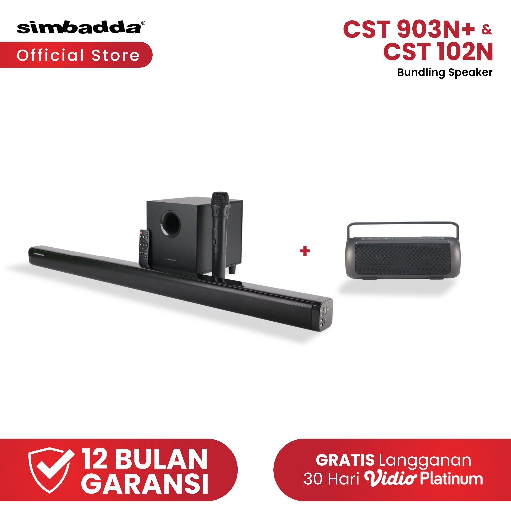 Simbadda Soundbar Bass CST 903N+ & Speaker Bluetooth CST 102N Bundle