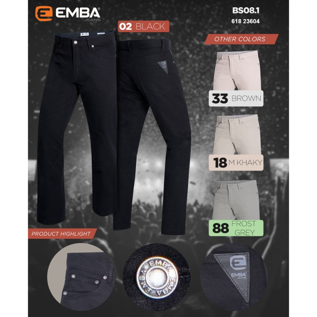 EMBA JEANS - Celana Panjang Pria Regular Fit Non Stretch Material Kanvas - BS08.1