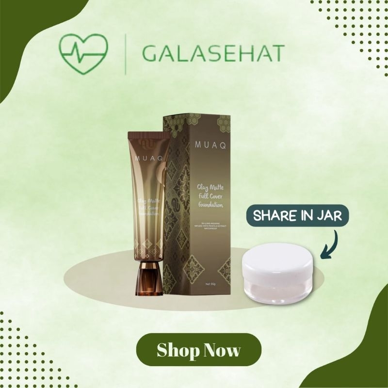 MUAQ CLAY MATTE FULL COVER FOUNDATION SHARE IN JAR READY STOCK