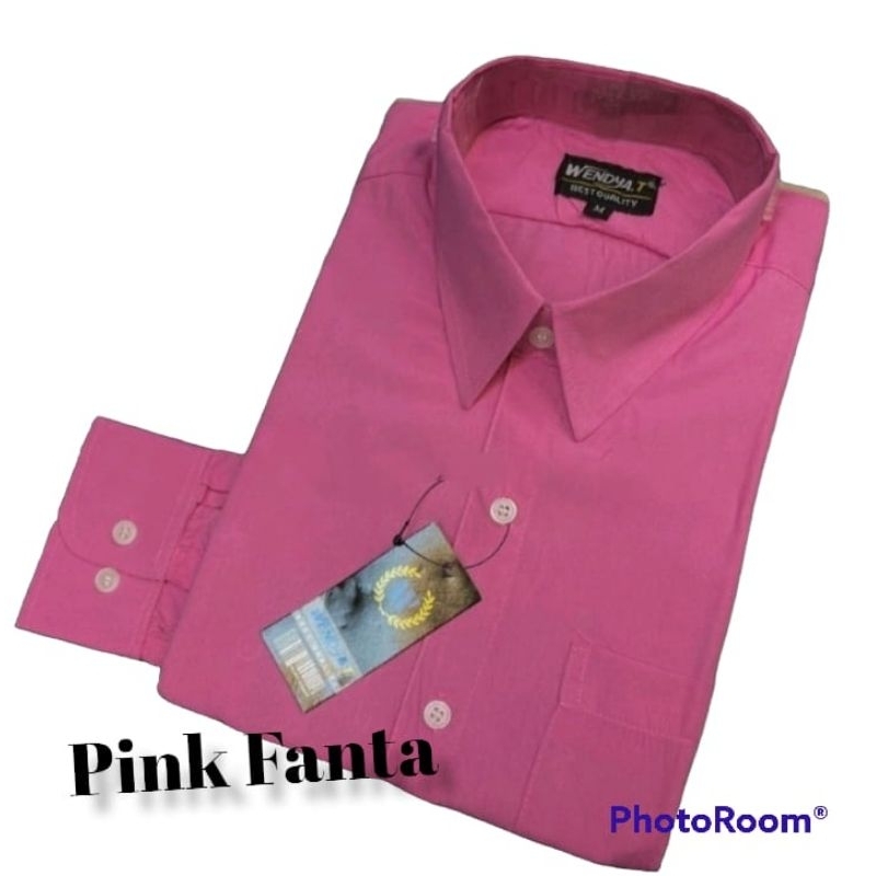 KEMEJA PRIA WENDYAT PINK FANTA/KEMEJA POLOS LENGAN PANJANG/KEMEJA FORMAL