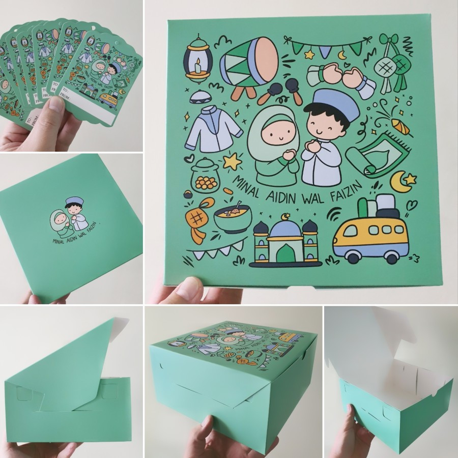 

Dus Idul Fitri uk. 20x20x10 cm " Minal Aidin Wal Faizin " + Tag Dus Special Edition Eid Mubarak (5 Pcs)