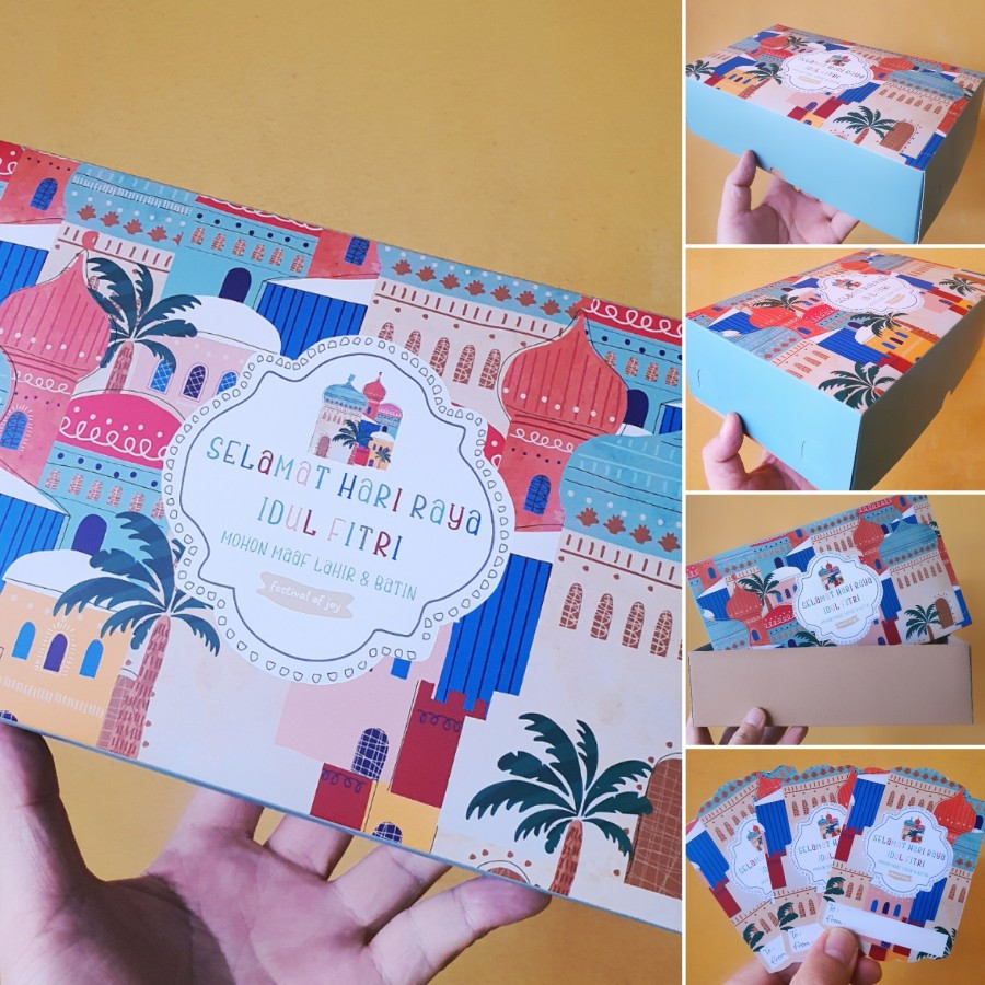

Dus Idul Fitri isi 2 pcs Toples Bulat 500 gr" Colourful Mosque " + Tag Dus Special Edition Eid Mubarak (