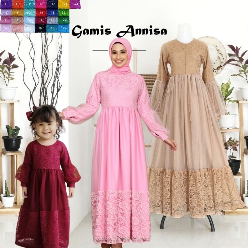 SARIMBIT GAMIS KOKO ANNISA HARGA SATUAN ANAK BISA COUPLE IBU DEWASA BRUKAT TILE LEBARAN