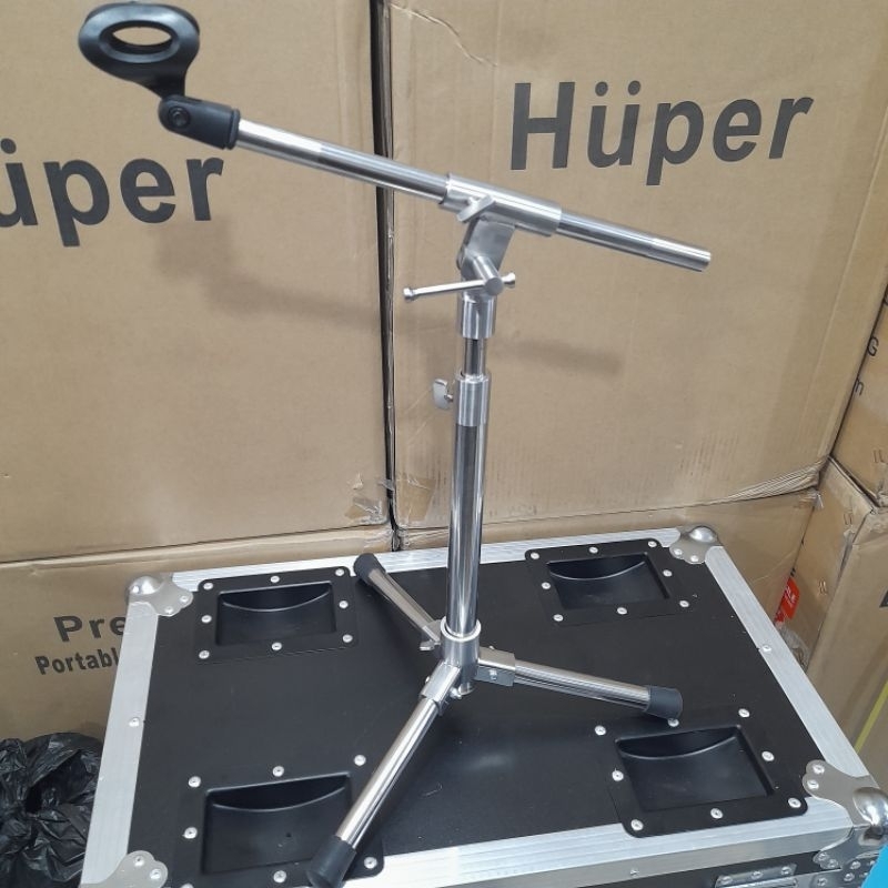 Stand Mic Stainless Pendek Super Awet Stand Ketipung Kendang Kick Drum Meja SS P