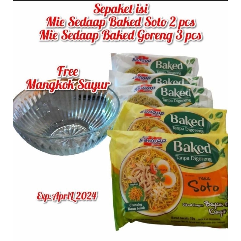 

MIE SEDAAP BAKED ISI 5 PCS FREE MANGKOK /MANGKUK