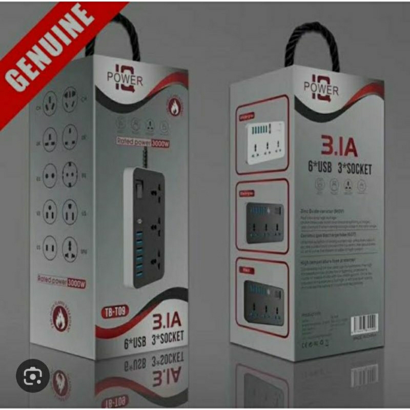POWER SOCKET TB-T09 ADAPTOR CHARGER STOP KONTAK UNIVERSAL ORIGINAL