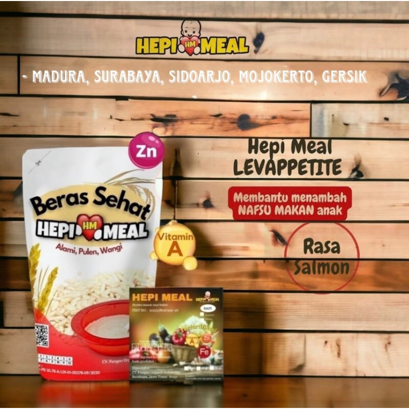 

HEPI MEAL smart grow Bubur/nasi Tim homemade fortifikasi LEVAPPETITE salmon