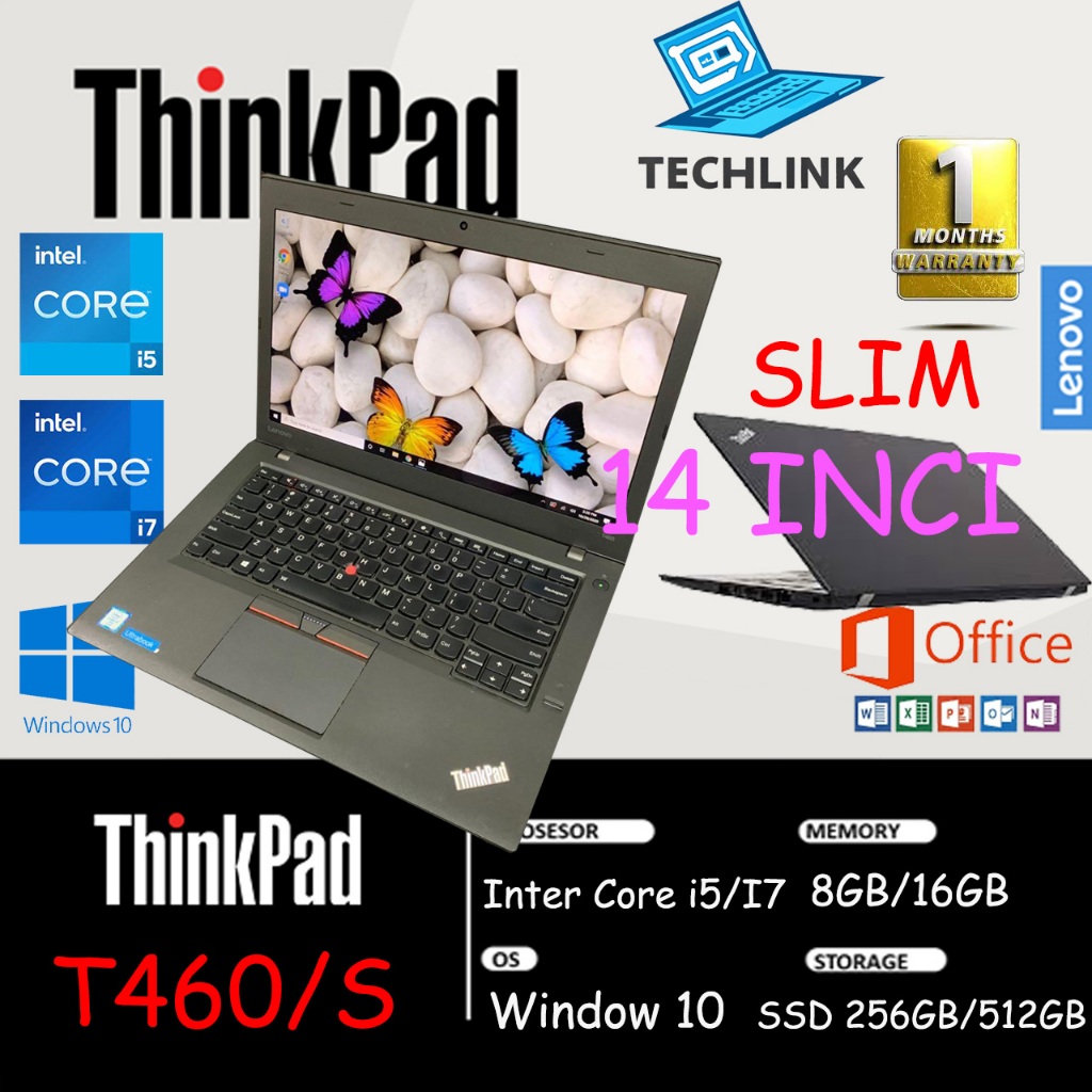 Laptop Lenovo ThinkPad T460/T460S Touchscreen/No Touch Core i5 i7 Gen6 RAM 8/16GB SSD 128/256/512GB 