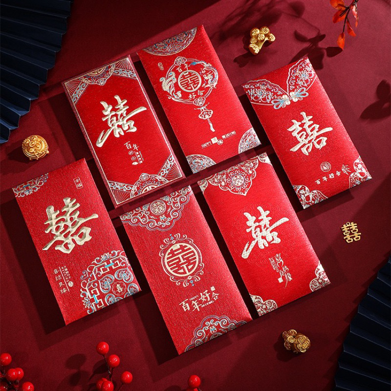 

Angpao panjang wedding amplop merah premium pernikahan sangjit isi 6pcs