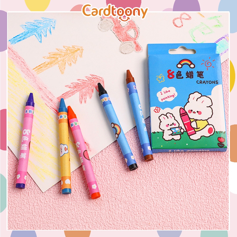 

Crayon Mini Isi 8 dan 12 warna Krayon Alat Tulis Mewarnai Kelinci Bear Lucu Imut