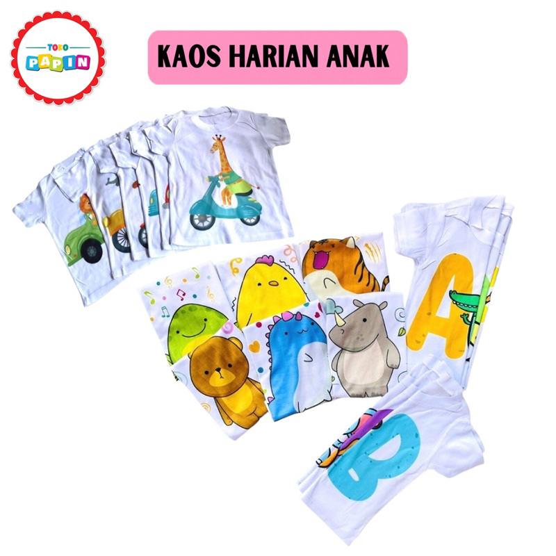 TokoPapin Baju Kaos Anak Bayi Motif Baju Kaos Oblong Harian Anak Bayi Karakter