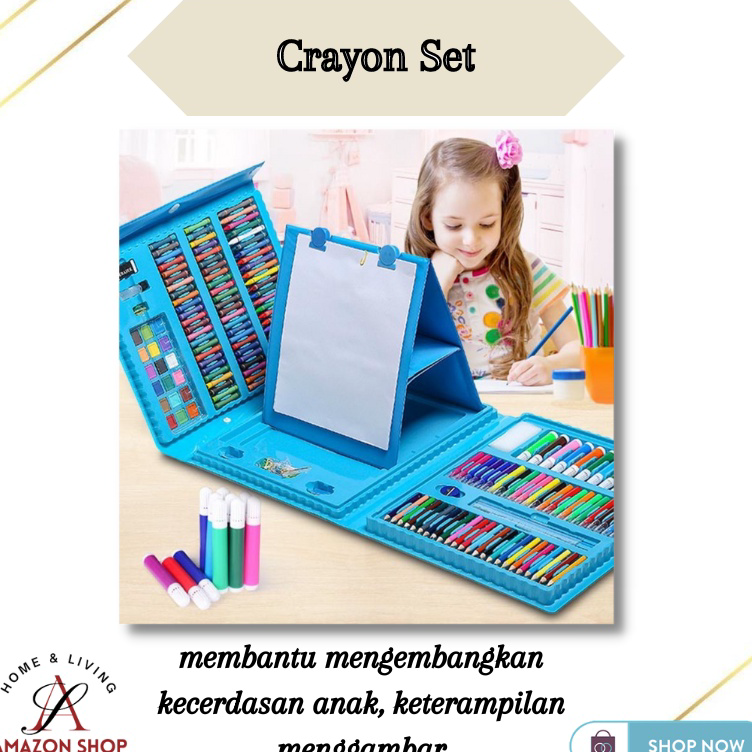 

➞✸✿ Set Crayon 208 150 PC / Krayon Mewarna Alat Menggambar dan Mewarnai Anak