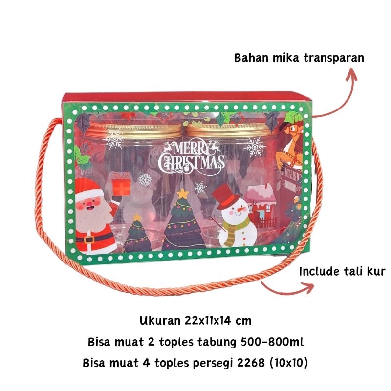 5 PC BOX MIKA TRANSPARAN NATAL 22X11X14 UNTUK TOPLES TABUNG TOPLES KUE HAMPERS