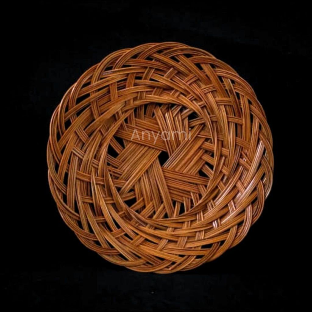 ANYAMI Piring Lidi Piring Anyaman Kelapa Piring Rotan Handmade Bulat