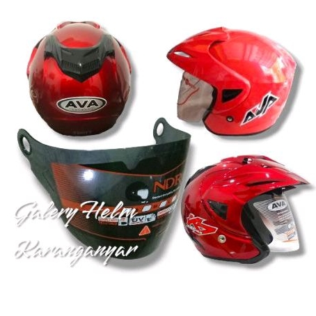 (NDR-4) Kaca Helm AVA Half Face Pet all Varian Warna Bening Smoke Pelangi untuk Semua Ukuran Helm Ta