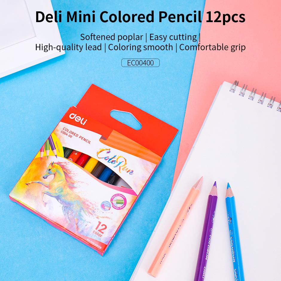 

Bestseller Deli EC00400 School Color Pencil Pensil Warna Mini color pencil 12 color Ready
