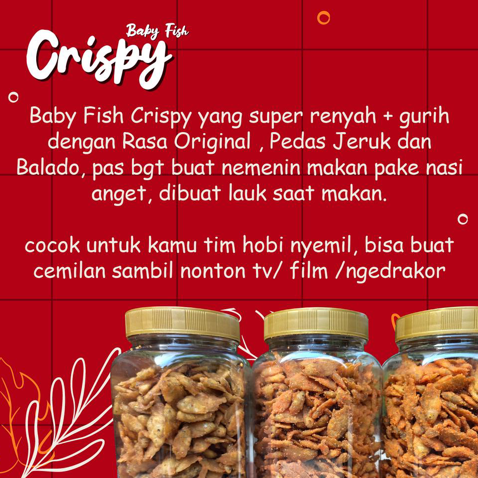 

Terkini Baby Fish Crispy ORIGINAL/PEDES/BALADO 200GRAM