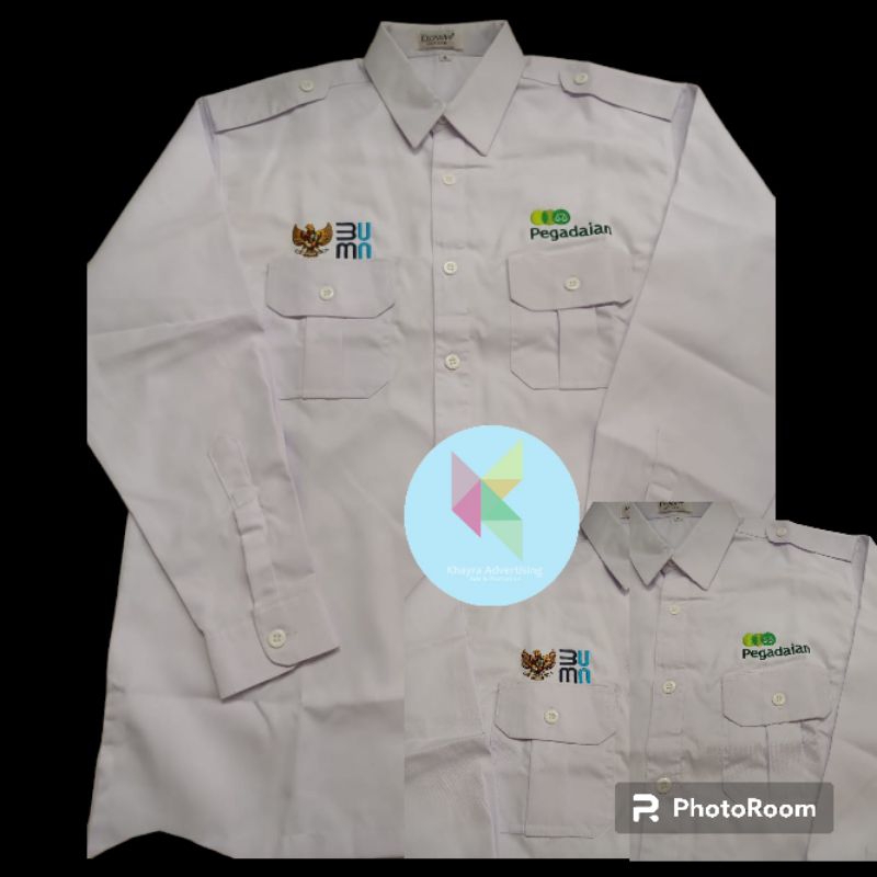 kemeja BUMN pegadaian seragam BUMN pegadaian baju BUMN pegadaian putih lengan panjang