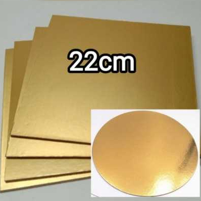 tatakan alas kue tart kotak dan bulat gold 22cm