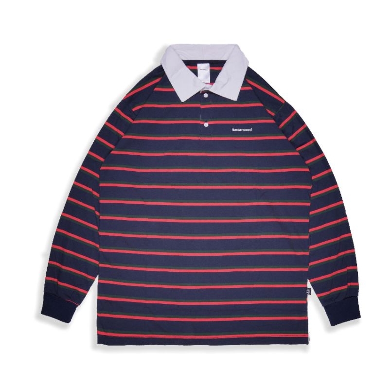 Easternwood Rugby Shirt Long Sleeve Polo Shirt Polo Lengan Panjang Stripe