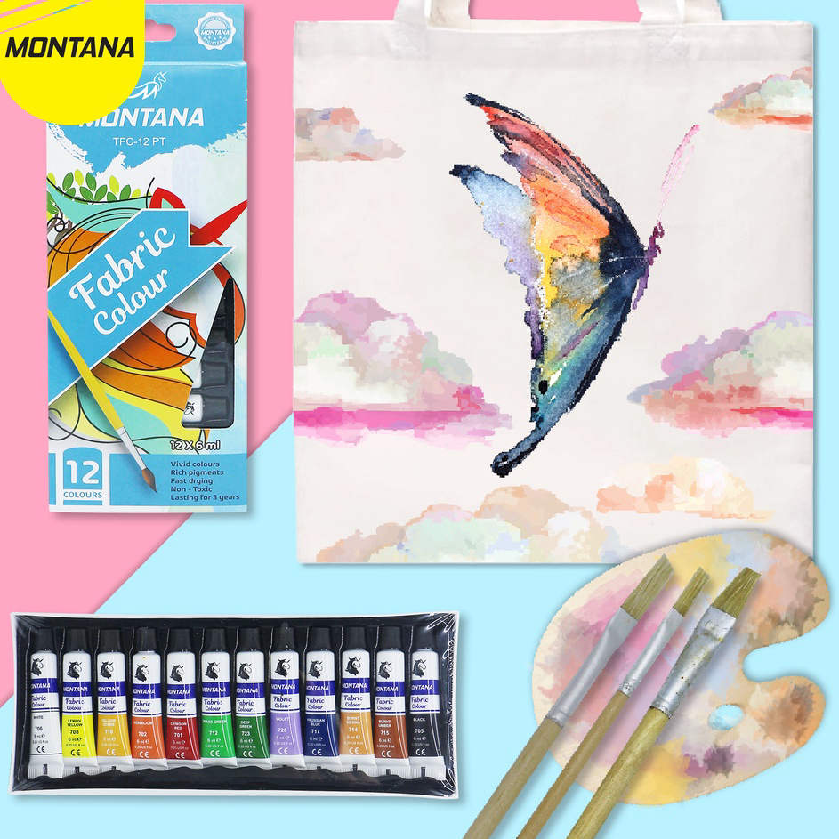 

Ready Stock MurahMurahATK Fabric Color 12 Warna / Cat Kain Montana TFC-12 PT