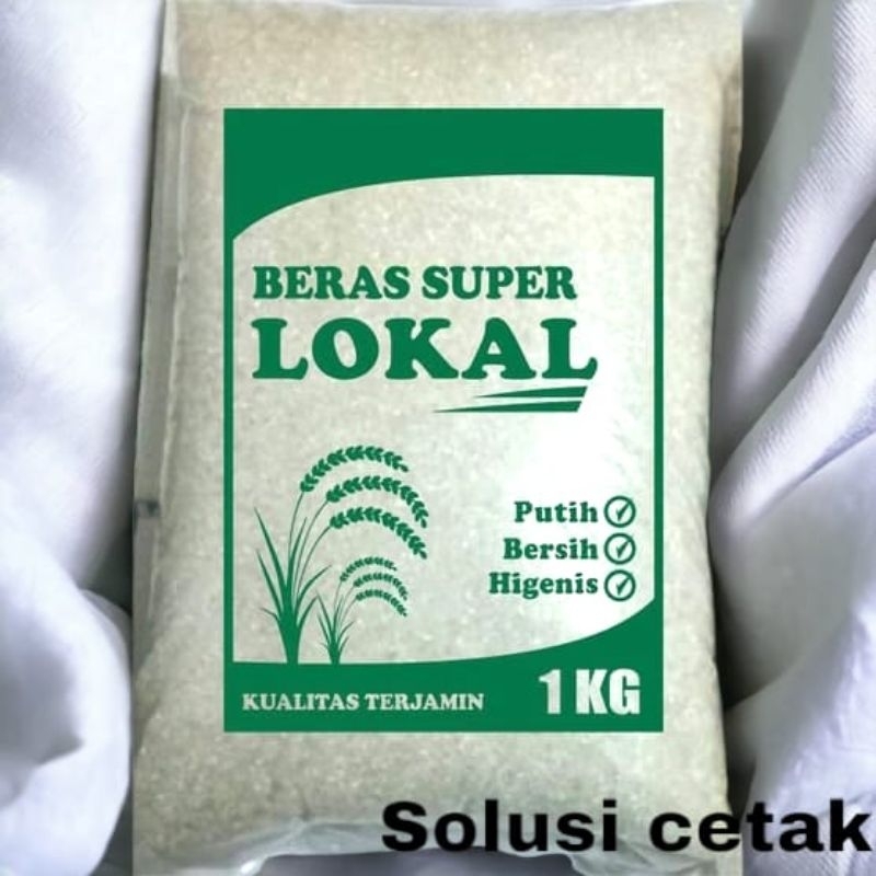 Plastik kemasan beras ukuran 1 kg ( isi 50 pcs ) sablon plastik kemasan beras