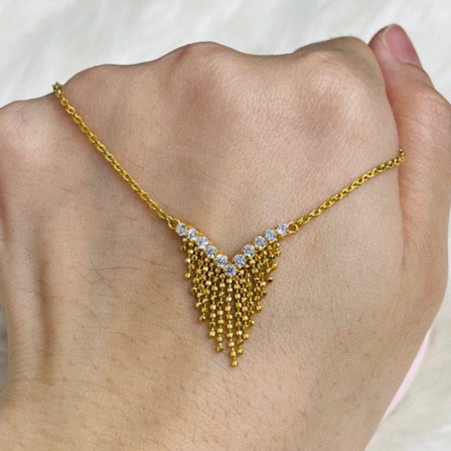 kalung fancy aurel rumbai terbaru elegant emas asli kadar 700