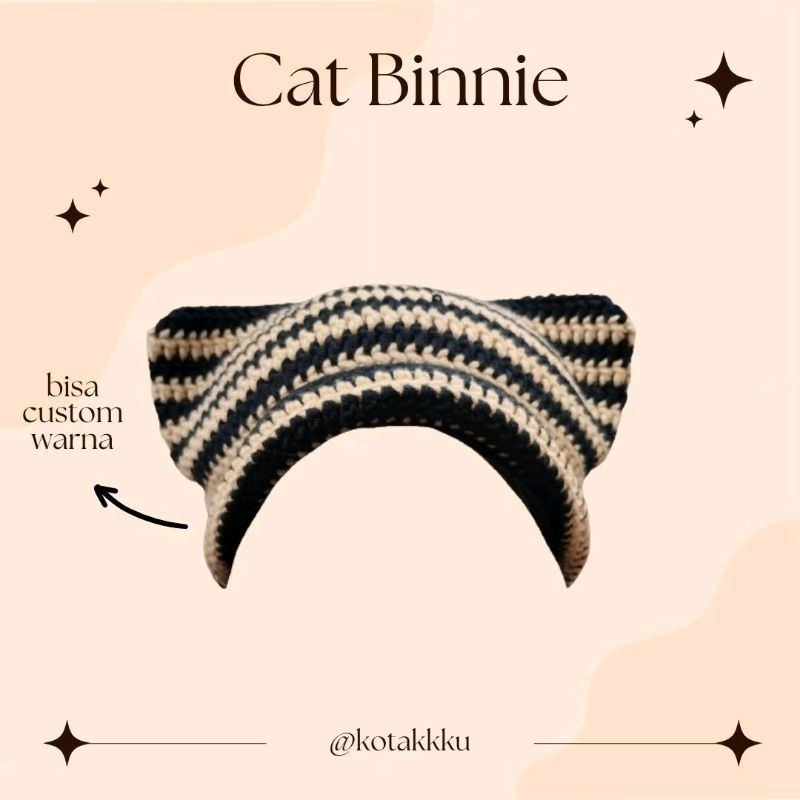 cat binnie hat topi rajut topi kucing binnie hat y2k aesthetic couqquet handmade rajut