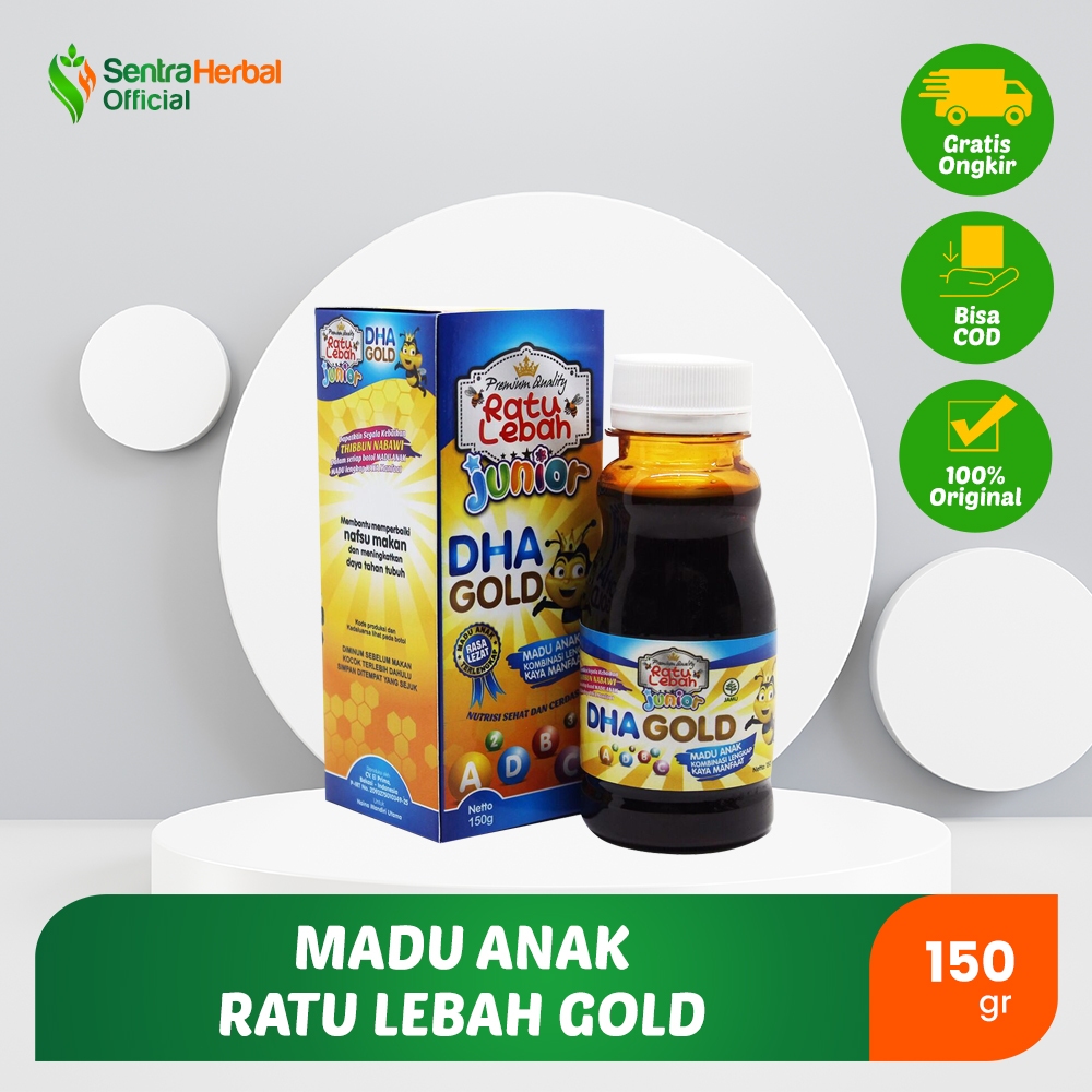 Madu Anak Ratu Lebah Gold 160gr - herbal Membantu menyembuhkan batuk, pilek &amp; radang tenggorokan. Menambah nafsu makan. Meningkatkan trombosit. Menurunkan demam panas.