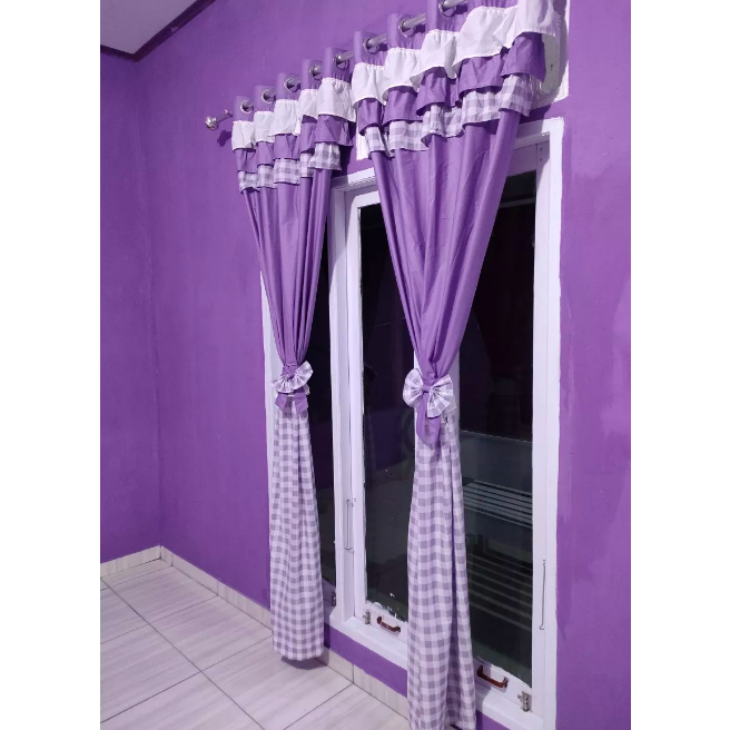 Hordeng Jendela Ungu Gorden kamar warna Favorit model Jendela / Pintu Smokring Cakep