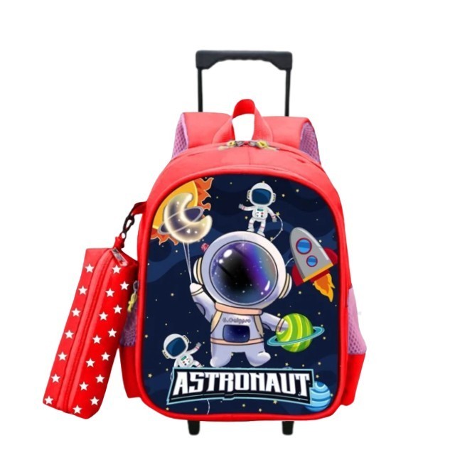 jtb = gratis ongkir - bisa cod - tas troli anak laki laki tas roda anak sekolah motif astronot troli anak terbaru