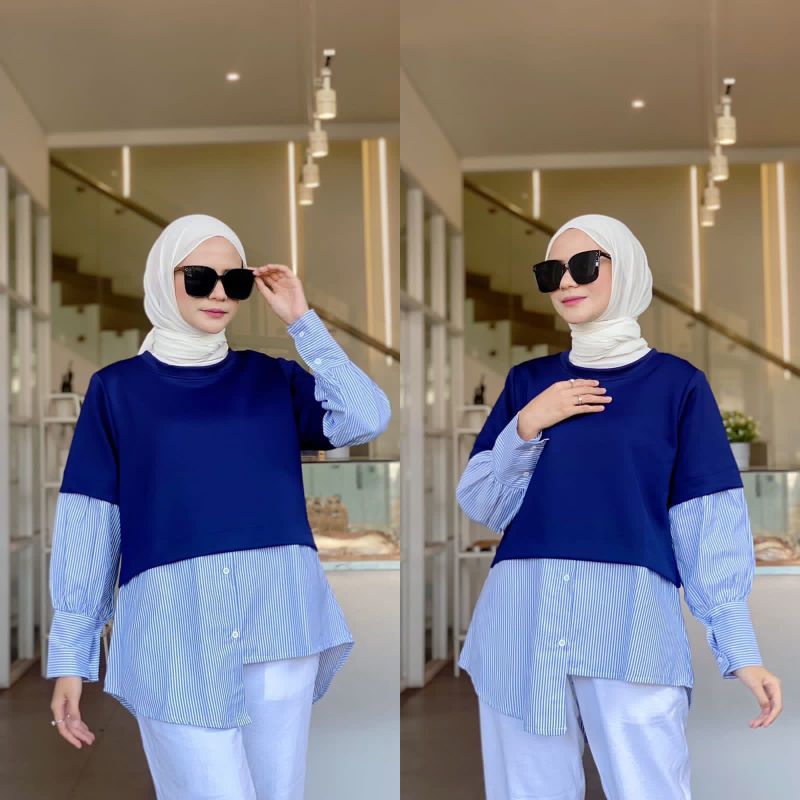 Atasan Premium Salur Biru