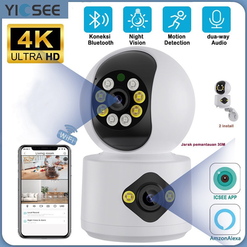 Ip cam cctv indoor 2 Camera ICSEE 4MP MOTION TRACK