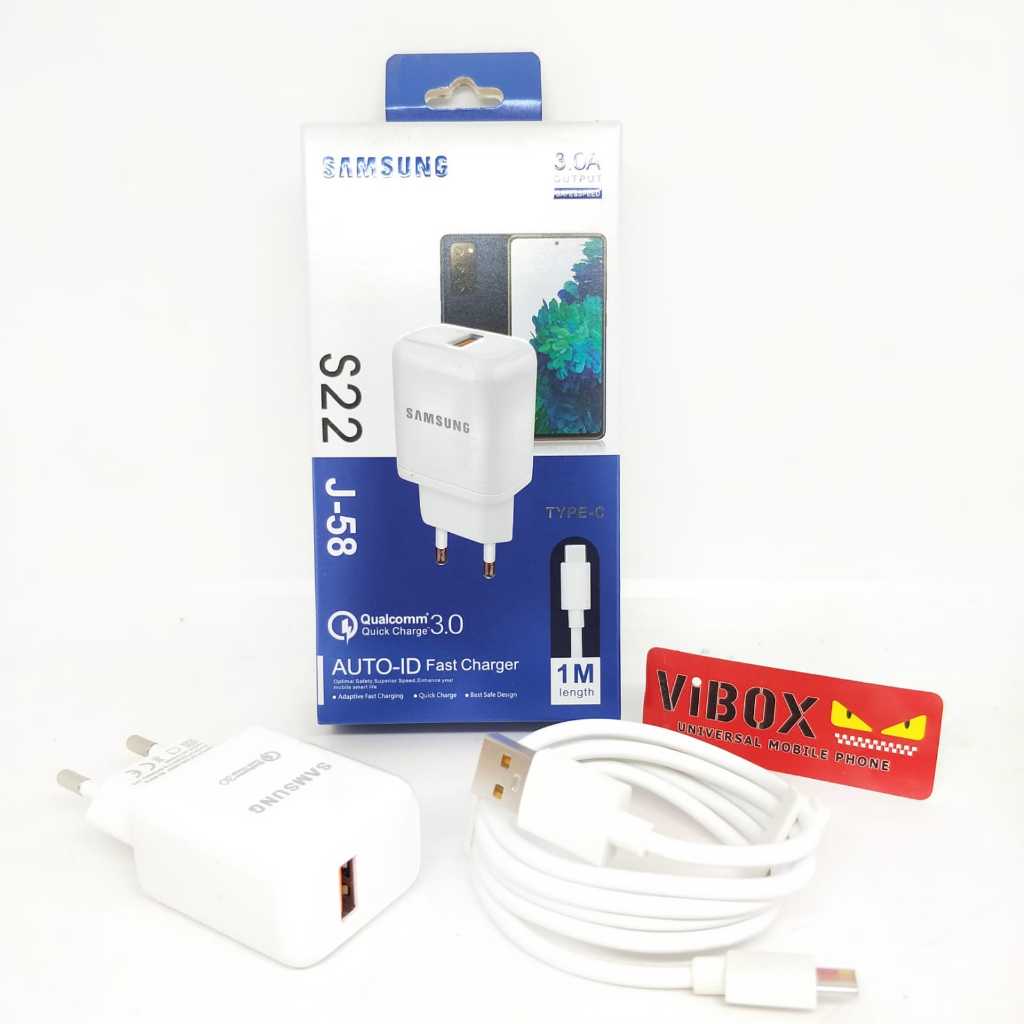 Charger Fastcharging Set + Kabel Type C J58 casan Hp 3A universal android Smartphone &amp; powerbank Original colokan typeC J-58  BY SMOLL