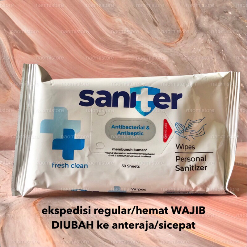 Saniter Personal Wipes Sanitizer / Tisu Tissue Basah Saniter 50 sheets