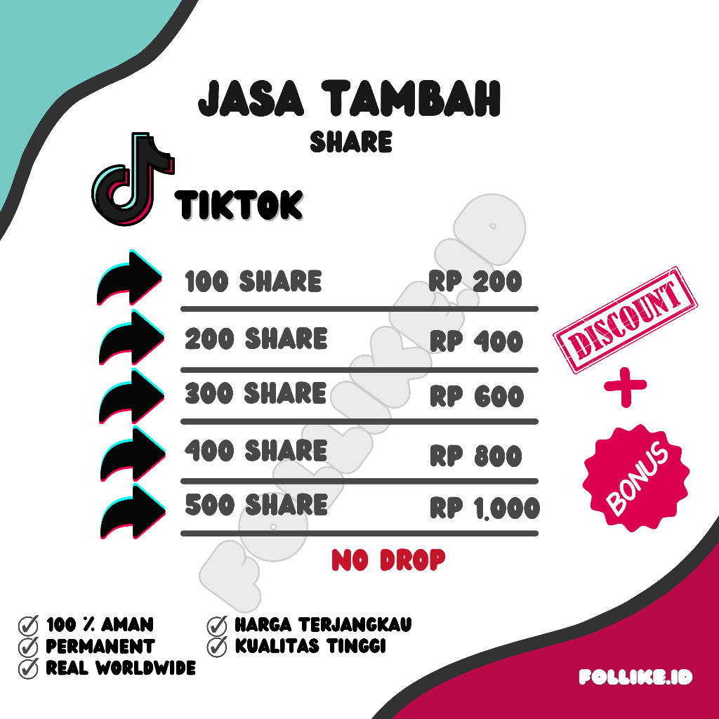 FOLLIKE.ID - JASA TAMBAH SHARE TIKTOK REAL - TERMURAH