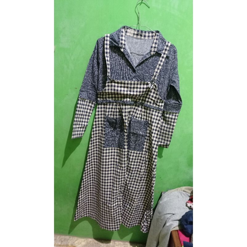gamis preloved | gamis remaja kotak kotak | gamis wanita | gamis katun | dress wanita